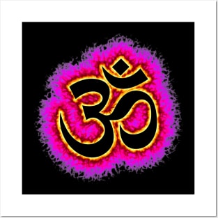 pink Om fire symbol Posters and Art